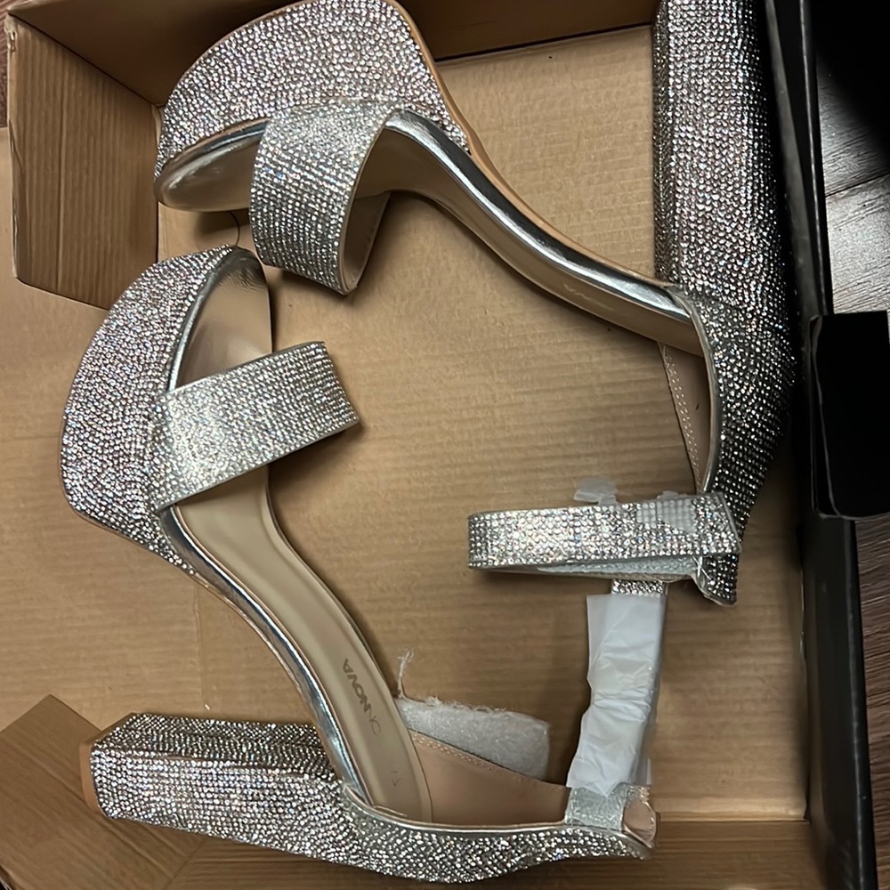 Silver/rhinestone heels